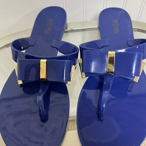 Michael Kors Royal Blue Bow Jelly Sandals - Size 8 - Picture 2 of 4